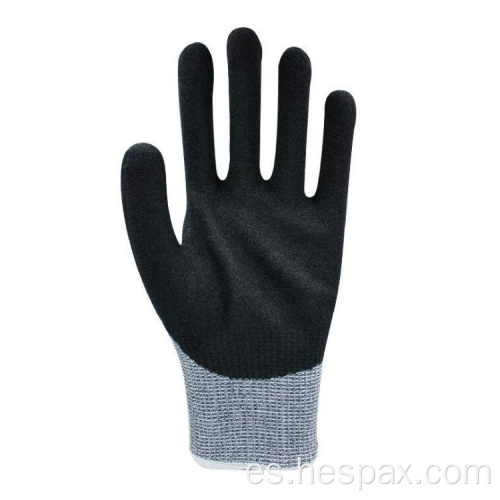 Guantes de la industria de vidrio anti -cortes de Hespax Sandy Nitrile